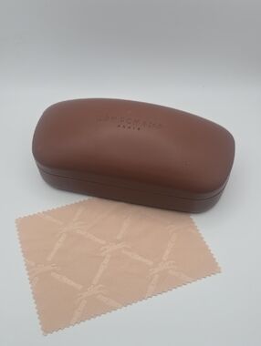 Longchamp Brown Sunnies Case W/ Beige Cleaning Cloth (VERY GOOD)✨️🤎✨️